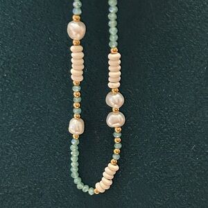 Oshena Designer Beachwear Aqua and White Beaded Pearl Necklace NEW release!